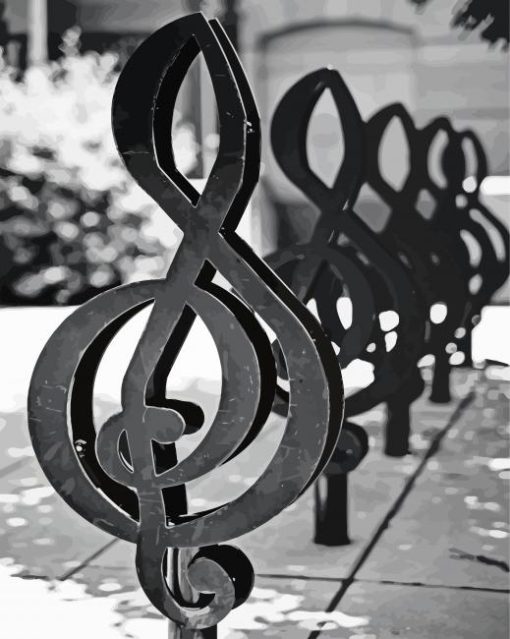 Black And White Treble Clef paint by number