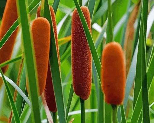 Cattail Flowering Plant paint by number