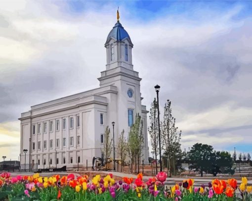 Cedar City Temple Garden Paint by number