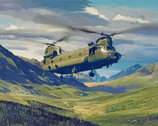 Chinook War Helicopter paint by number