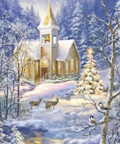 Christmas Winter Church paint by number