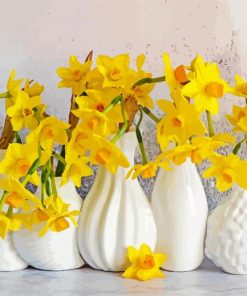 Daffodils In A White Vases paint by number