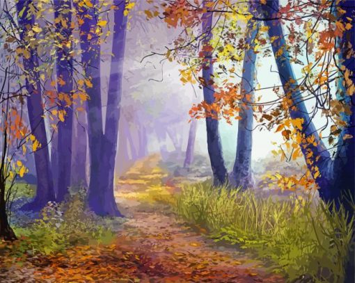 Foggy Forest Path paint by number