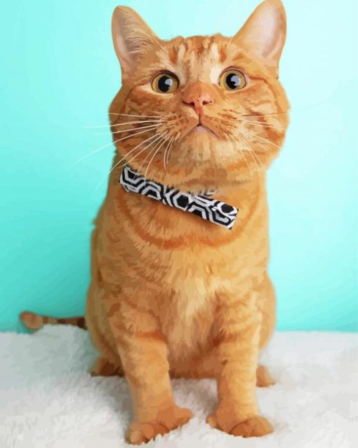 Ginger Cat In Bow Tie paint by number