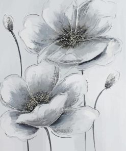 Grey And White Poppies paint by number