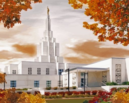 Idaho Falls Temple Art paint by number