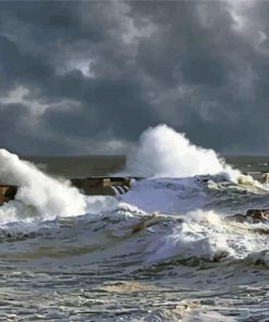 Lighthouse Storm At Sea paint by number