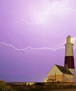 Lighthouse With Lightning Bolt paint by number