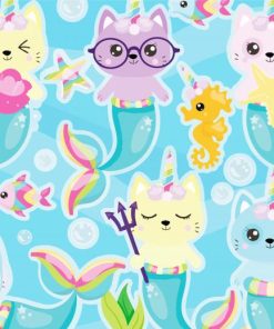 Mermaid Unicorn Cats paint by number