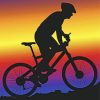 Mountainbiker Sunset Silhouette paint by number