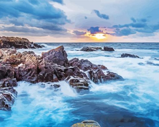 Ocean With Rocks paint by number