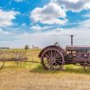 Old Tractor In Hay Field paint by number