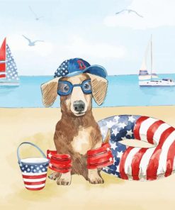 Patriotic Dachshund Dog paint by number