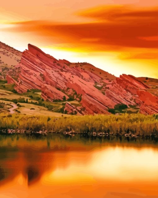 Red Rocks Amphitheatre At Sunset paint by number