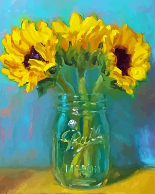 Sunflowers In A Jar Art paint by number