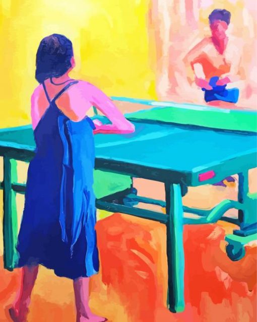 Table Tennis Players Art Paint by number