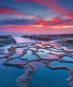 Tide Pool Sunset Reflection paint by number