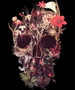 Aesthetic Bloom Skull paint by number