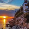 Bass Harbor Lighthouse At Sunset paint by number