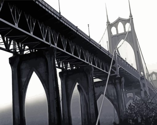 Black And White Saint Johns Bridge paint by number