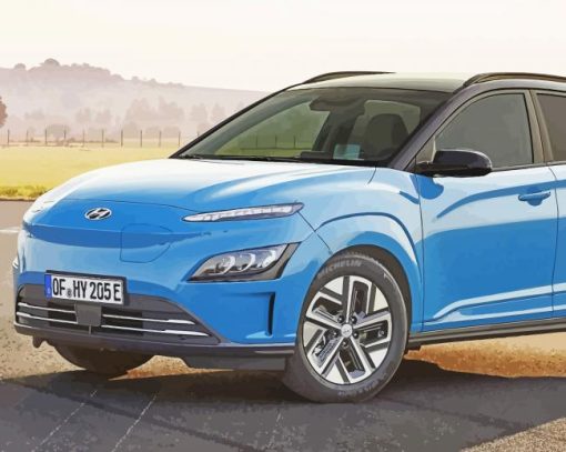 Blue Hyundai kona paint by number