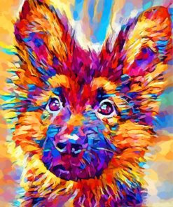 Colorful German Shepherd Puppy paint by number