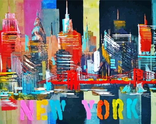 Colorful Abstract New York City paint by number