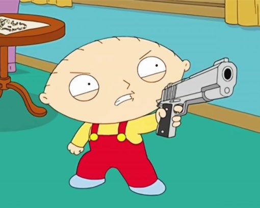 Stewie Griffin Holding Gun paint by number