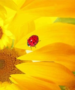 Sunflowers Ladybug paint by number