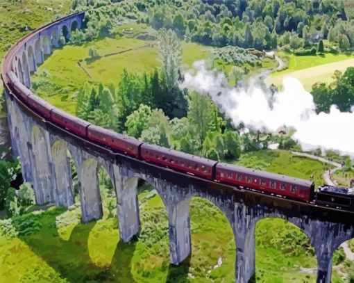 Train Viaduct Bridge paint by number