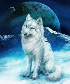 White Moon Wolf paint by number