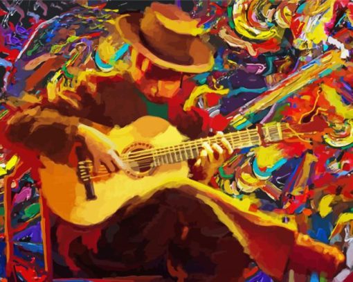 Abstract Flamenco Guitarist paint by number