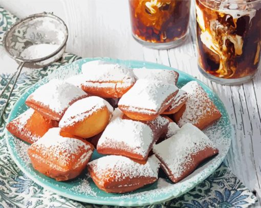 Beignet With Ice Coffee paint by number