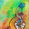 Blue Frog On Bicycle paint by number