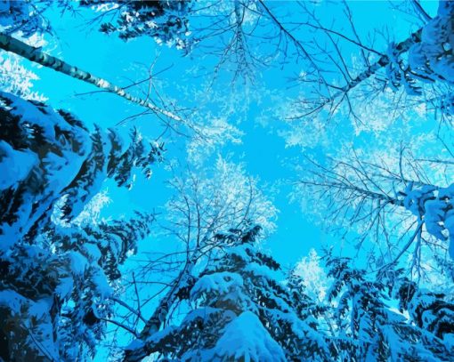 Blue White Winter paint by number