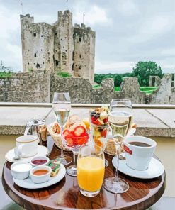 Breakfast With Trim Castle View paint by number