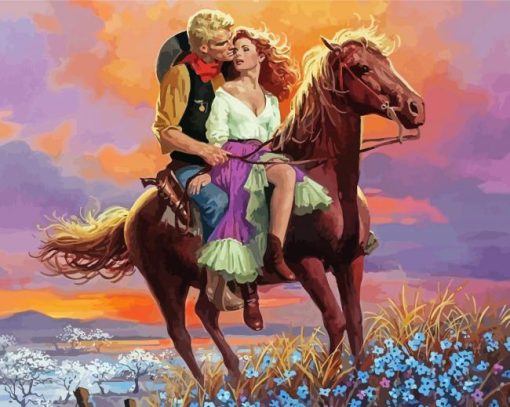 Couple With Horse Art paint by number