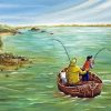 Grandpa Fishing With Grandson Art paint by number