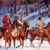 Indians With Horses In Snow paint by number