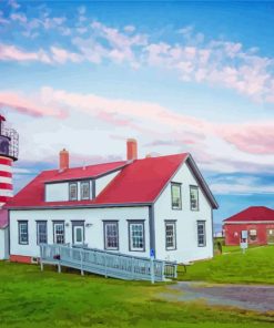 Maine West Quoddy Lighthouse paint by number