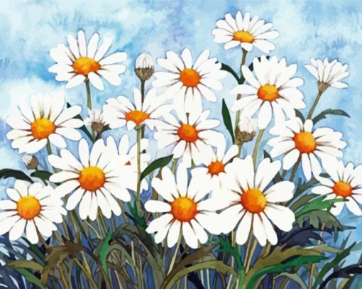 White Daisy Flowers paint by number