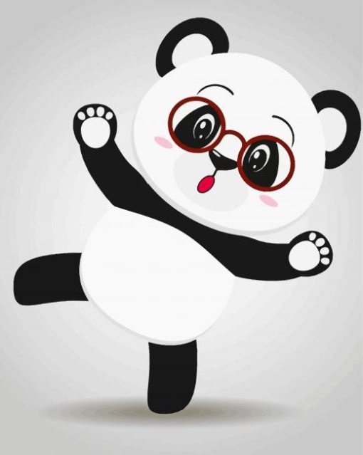 Adorable Panda With Glasses paint by number