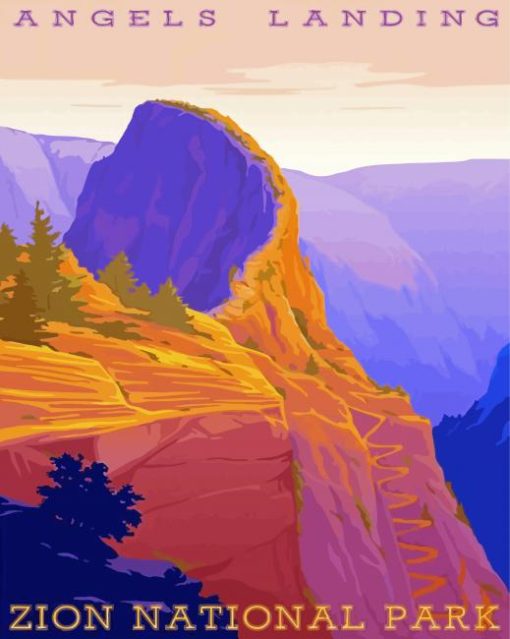 Angels Landing Zion National Park Poster paint by number