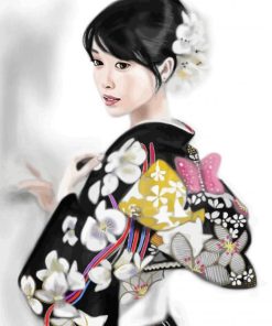 Asian Lady Wearing Kimono paint by number