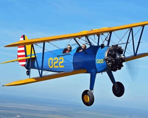 Blue Bi Plane paint by number