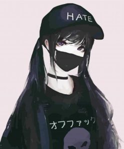 Girl Anime With Mask paint by number