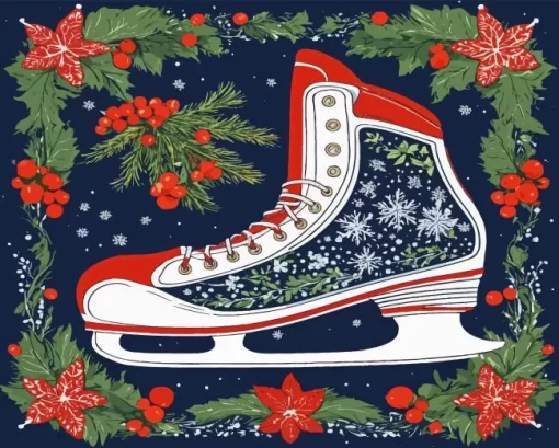 Christmas Hockey Shoes Paint By Number