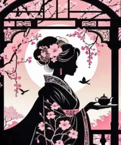 Asian Lady Silhouette Paint By Numbers