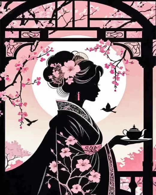 Asian lady paint by numbers Asian Lady Silhouette Paint By Numbers