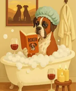 Boxer Taking A Bath Paint By Numbers
